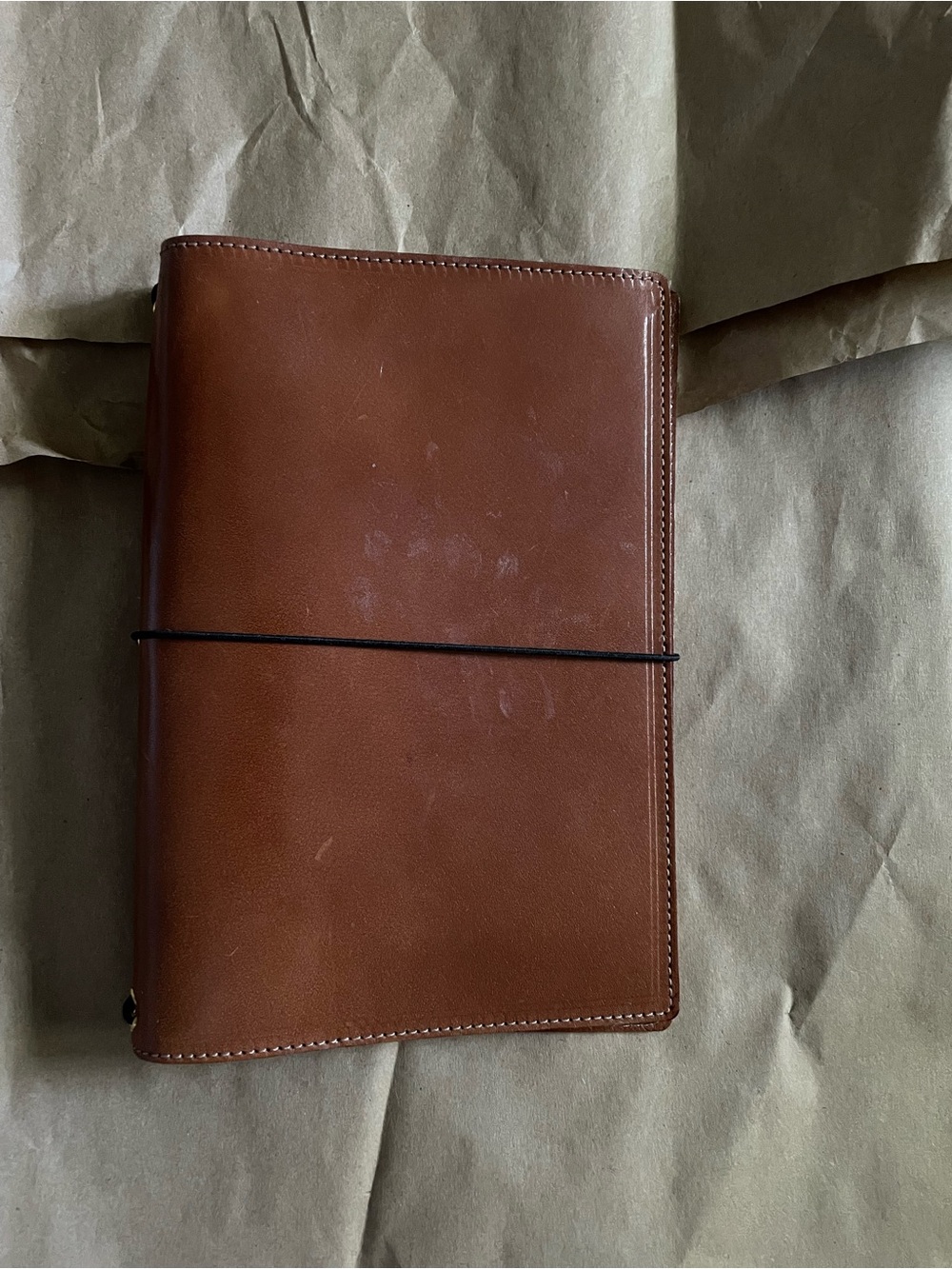 Blair Ritchey Tan Chestnut Leather Portfolio with Black Cords